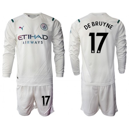 Billiga Fotbollströjor Manchester City Kevin De Bruyne 17 Barn Borta tröja 2021/22 Långärmad